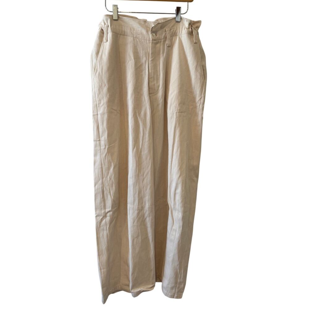 Chan Luu Wide Leg Cotton Paper Bag Waist Trousers Natural
